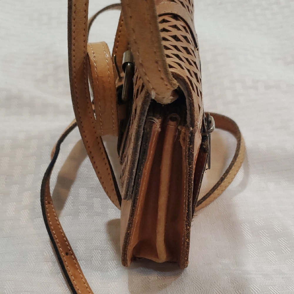 Patricia Nash Tori Brown Lattice Crossbody Bag - Picture 7 of 14